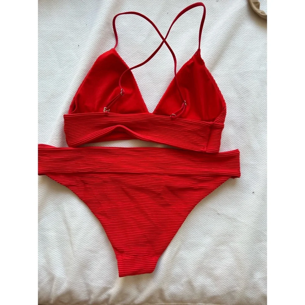 Red Ribbed Bikini - Picture 2 of 4